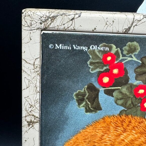 Vintage Mimi Vang Olsen Cats Tile Trivet Wall Plaque 7x7 Tile in Frame Avon Oran - Picture 2 of 10